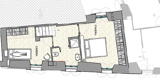 Centro Storico di Monza_14-PF-Archistudio Planimetria della zona notte con due camere e bagno